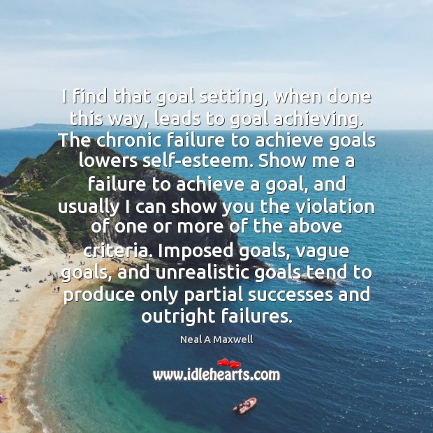 I find that goal setting, when done this way, leads to goal 