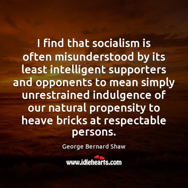 I find that socialism is often misunderstood by its least intelligent supporters Image