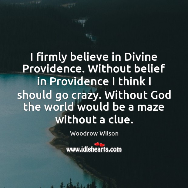 I firmly believe in Divine Providence. Without belief in Providence I think Woodrow Wilson Picture Quote