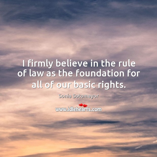 I firmly believe in the rule of law as the foundation for all of our basic rights. Image