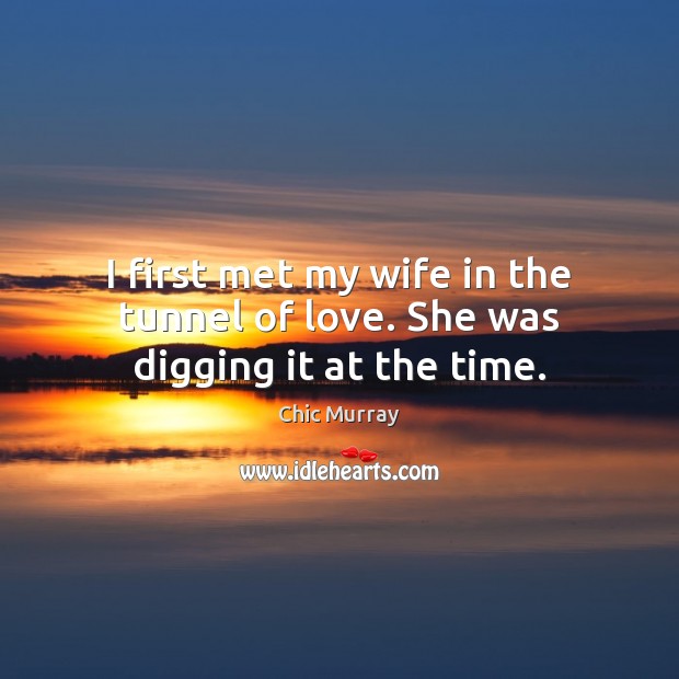 I first met my wife in the tunnel of love. She was digging it at the time. Chic Murray Picture Quote