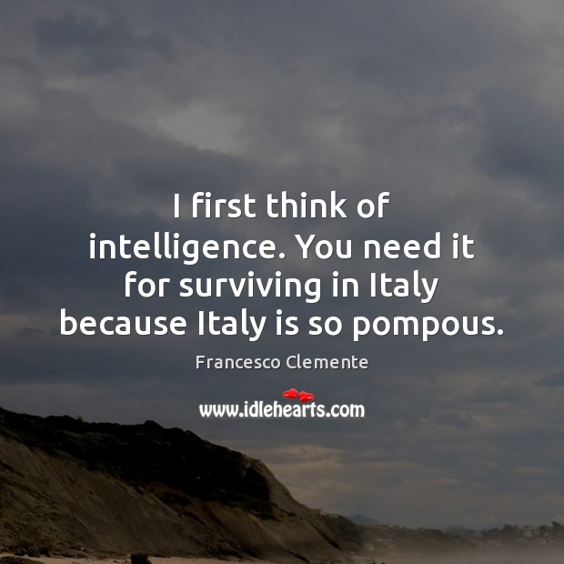 I first think of intelligence. You need it for surviving in Italy Image