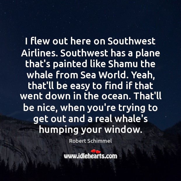 I flew out here on Southwest Airlines. Southwest has a plane that’s Robert Schimmel Picture Quote