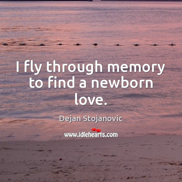 I fly through memory to find a newborn love. Dejan Stojanovic Picture Quote