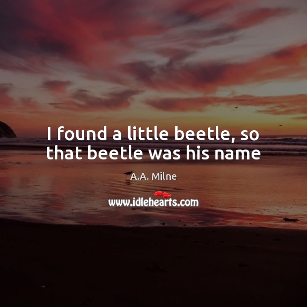 I found a little beetle, so that beetle was his name A.A. Milne Picture Quote
