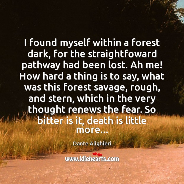 I found myself within a forest dark, for the straightfoward pathway had Dante Alighieri Picture Quote