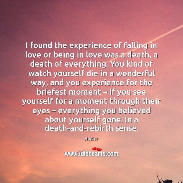 I found the experience of falling in love or being in love Falling in Love Quotes Image