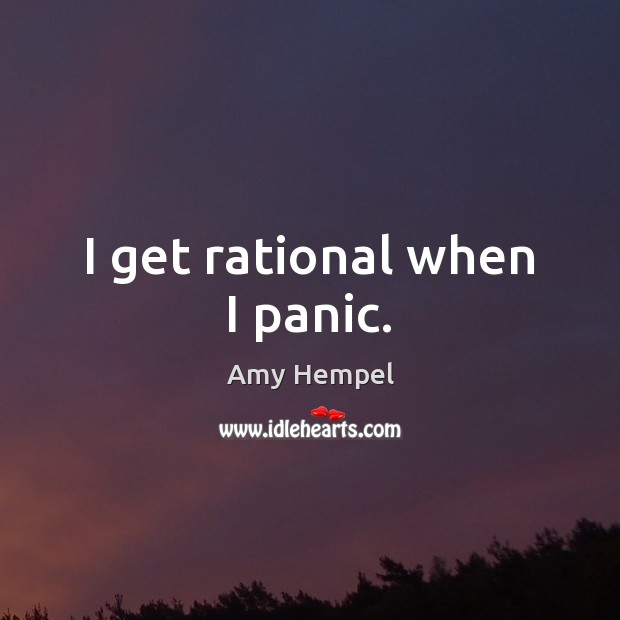 I get rational when I panic. Amy Hempel Picture Quote