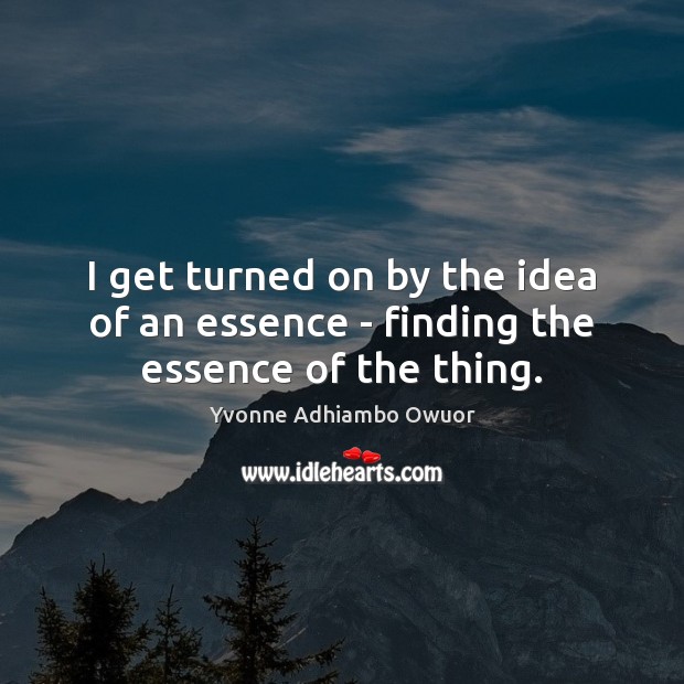 I get turned on by the idea of an essence – finding the essence of the thing. Yvonne Adhiambo Owuor Picture Quote