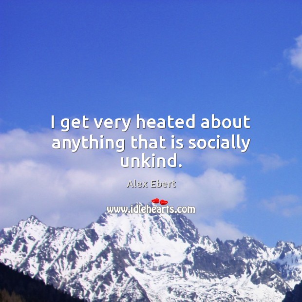 I get very heated about anything that is socially unkind. Alex Ebert Picture Quote