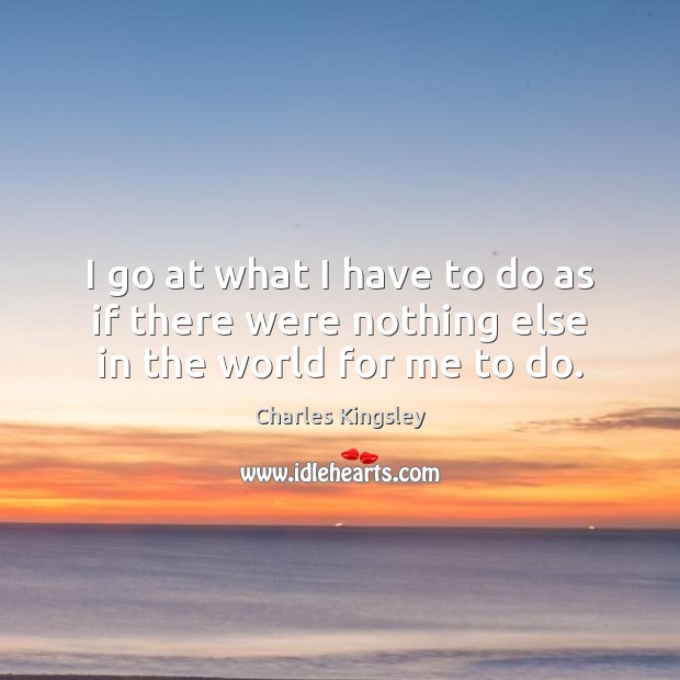 I go at what I have to do as if there were nothing else in the world for me to do. Charles Kingsley Picture Quote