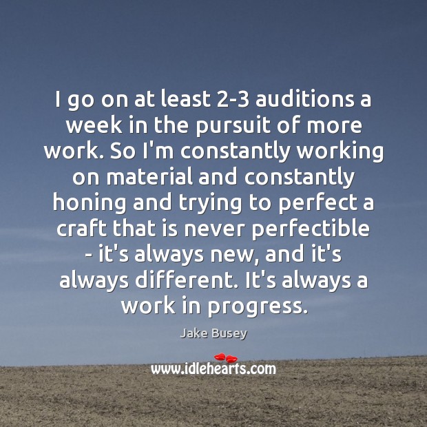 I go on at least 2-3 auditions a week in the pursuit Image