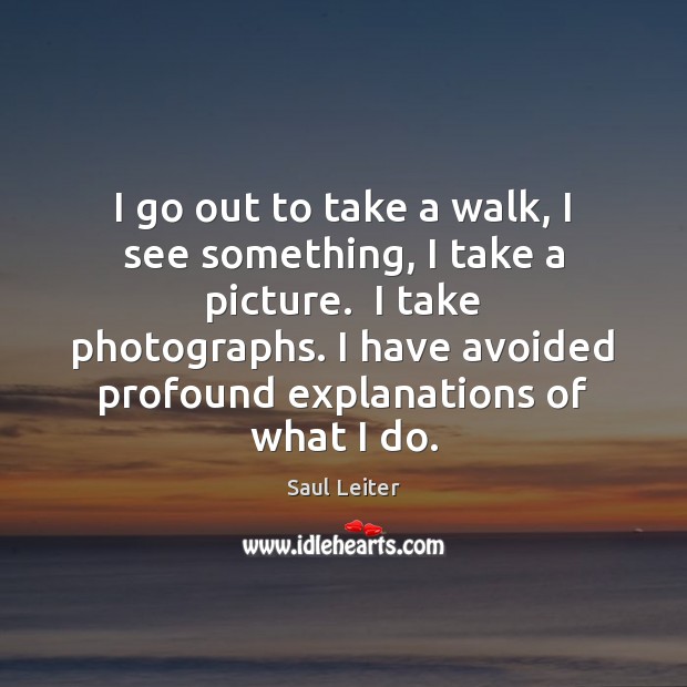 I go out to take a walk, I see something, I take Saul Leiter Picture Quote