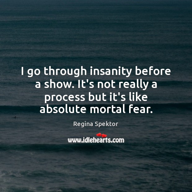 I go through insanity before a show. It’s not really a process Regina Spektor Picture Quote