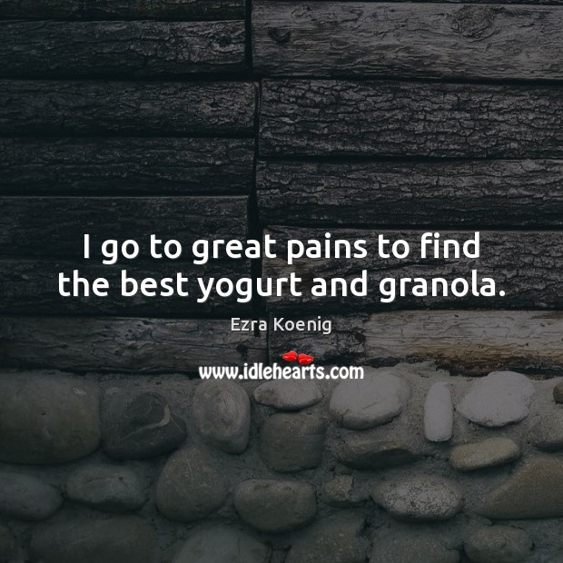 I go to great pains to find the best yogurt and granola. Ezra Koenig Picture Quote