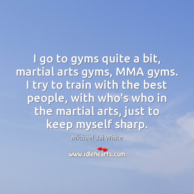 I go to gyms quite a bit, martial arts gyms, MMA gyms. Michael Jai White Picture Quote