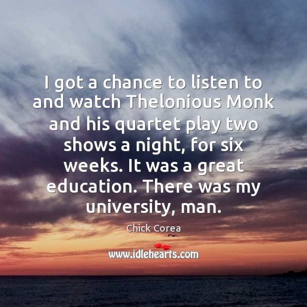 I got a chance to listen to and watch Thelonious Monk and Chick Corea Picture Quote