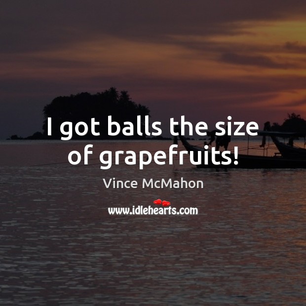 I got balls the size of grapefruits! Vince McMahon Picture Quote