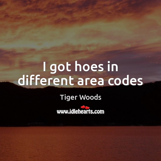 I got hoes in different area codes Tiger Woods Picture Quote