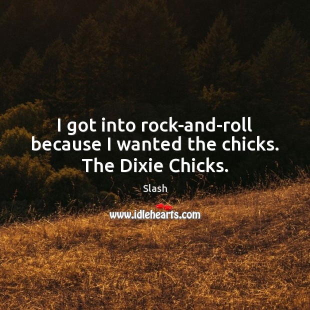 I got into rock-and-roll because I wanted the chicks. The Dixie Chicks. Slash Picture Quote