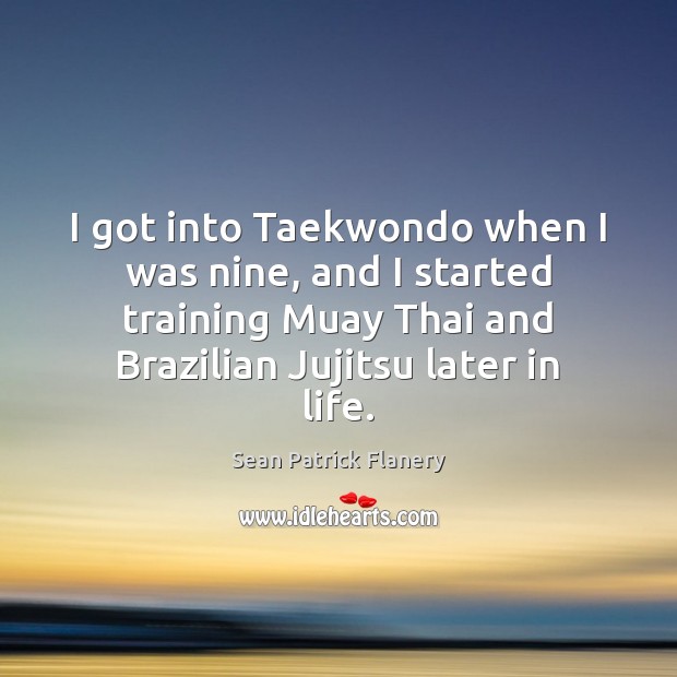 I got into Taekwondo when I was nine, and I started training Sean Patrick Flanery Picture Quote