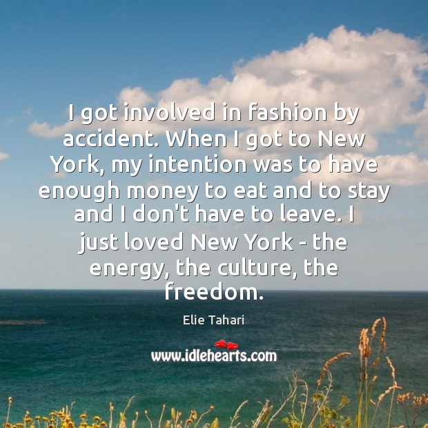 I got involved in fashion by accident. When I got to New Elie Tahari Picture Quote