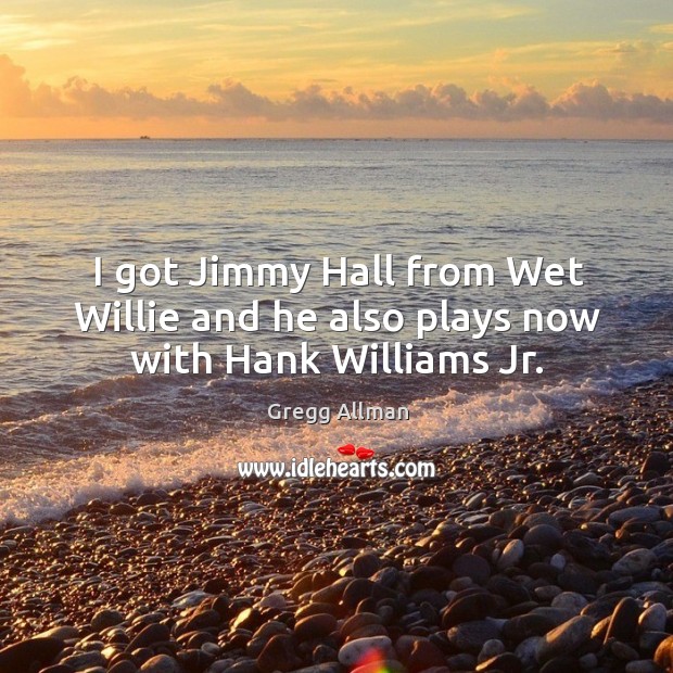 I got jimmy hall from wet willie and he also plays now with hank williams jr. Image