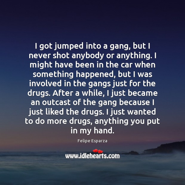 I got jumped into a gang, but I never shot anybody or Felipe Esparza Picture Quote