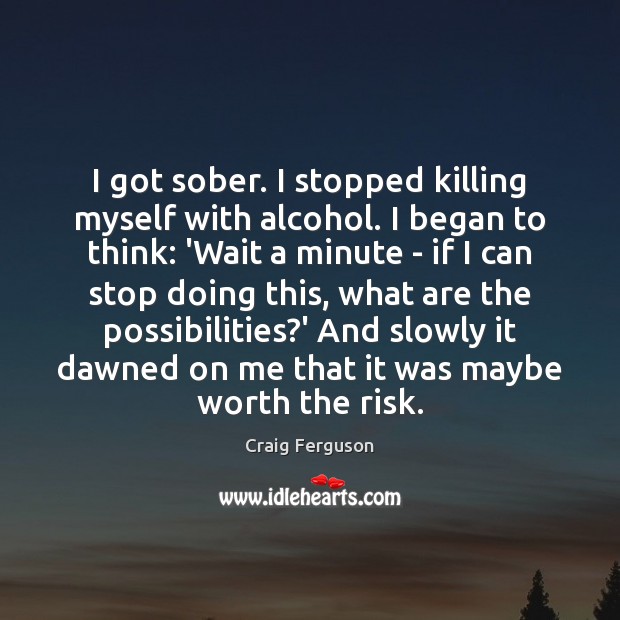 I got sober. I stopped killing myself with alcohol. I began to Craig Ferguson Picture Quote