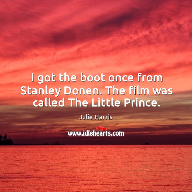 I got the boot once from stanley donen. The film was called the little prince. Julie Harris Picture Quote