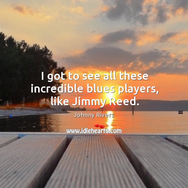 I got to see all these incredible blues players, like jimmy reed. Johnny Rivers Picture Quote