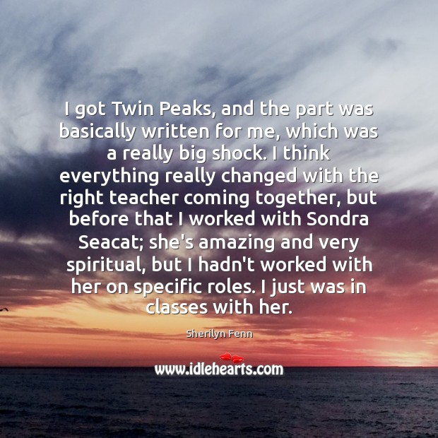 I got Twin Peaks, and the part was basically written for me, Image