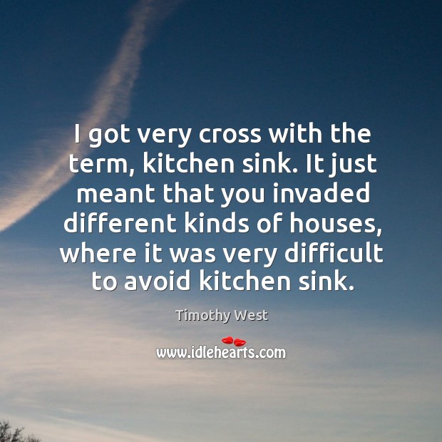 I got very cross with the term, kitchen sink. It just meant that you invaded different kinds Image