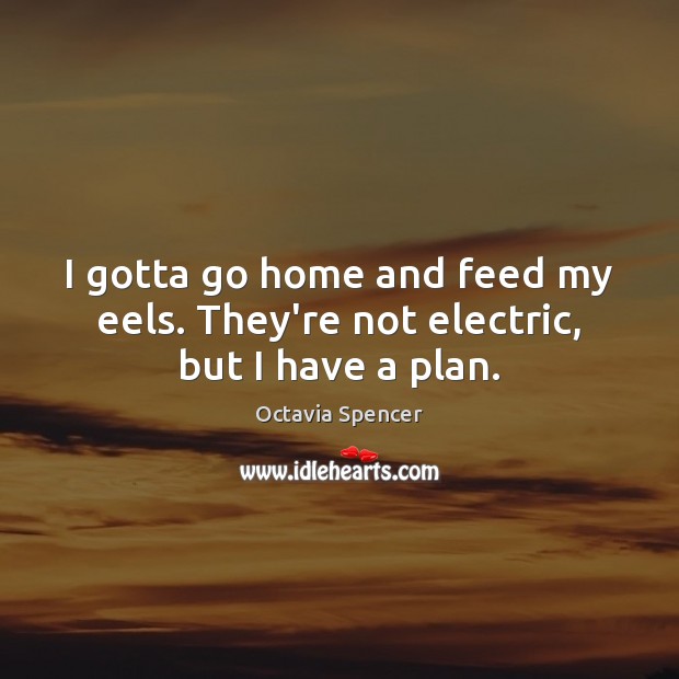 I gotta go home and feed my eels. They’re not electric, but I have a plan. Octavia Spencer Picture Quote