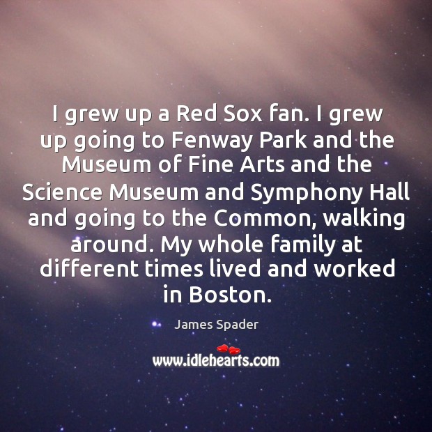 I grew up a red sox fan. I grew up going to fenway park and the museum of fine arts and James Spader Picture Quote