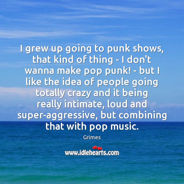 I grew up going to punk shows, that kind of thing – Grimes Picture Quote