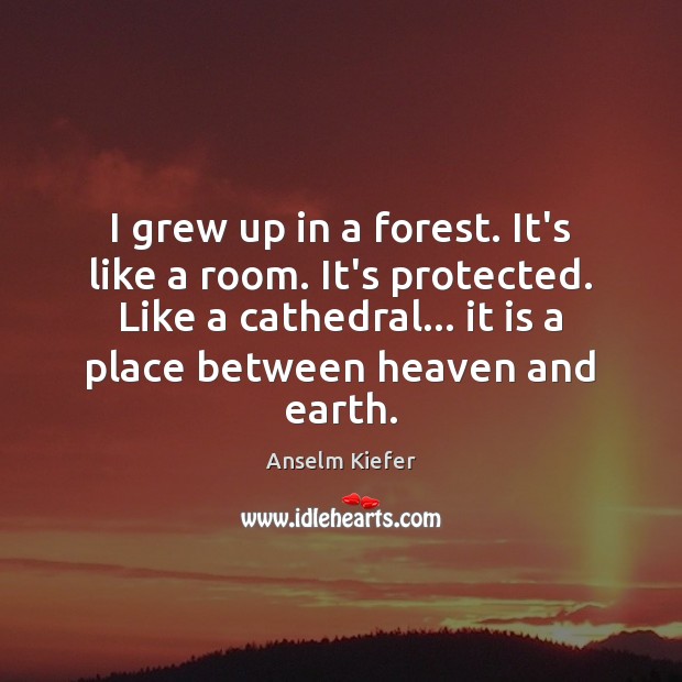 I grew up in a forest. It’s like a room. It’s protected. Anselm Kiefer Picture Quote
