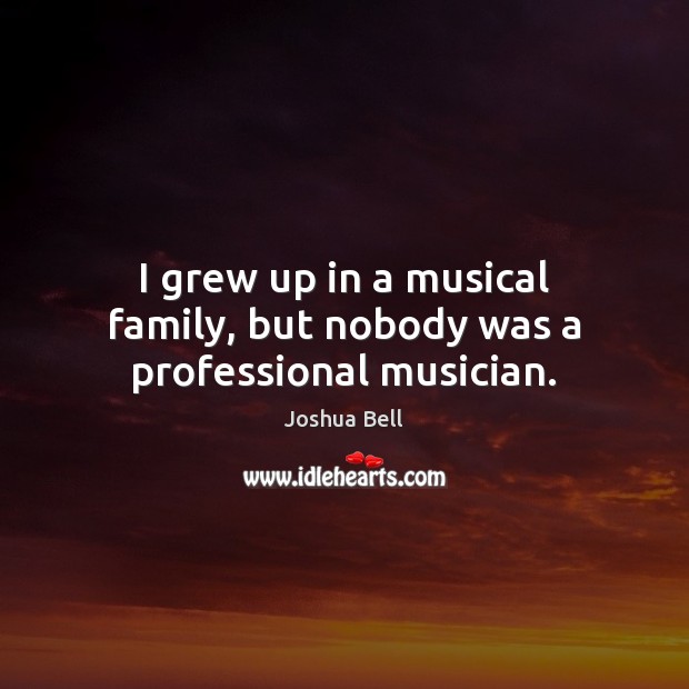 I grew up in a musical family, but nobody was a professional musician. Joshua Bell Picture Quote