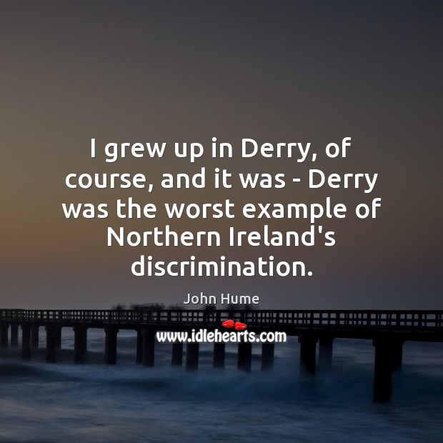 I grew up in Derry, of course, and it was – Derry John Hume Picture Quote