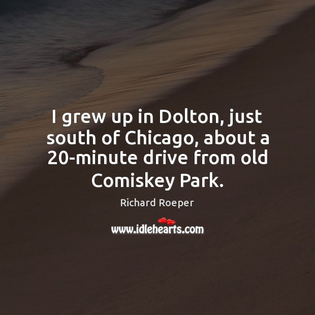 I grew up in Dolton, just south of Chicago, about a 20-minute Image