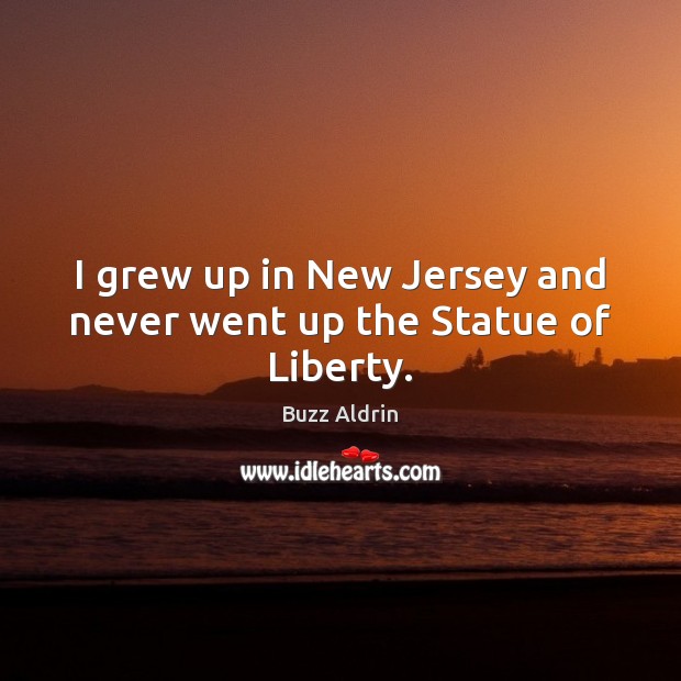 I grew up in New Jersey and never went up the Statue of Liberty. Buzz Aldrin Picture Quote