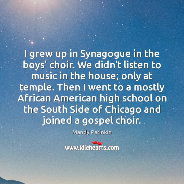 I grew up in Synagogue in the boys’ choir. We didn’t listen Mandy Patinkin Picture Quote