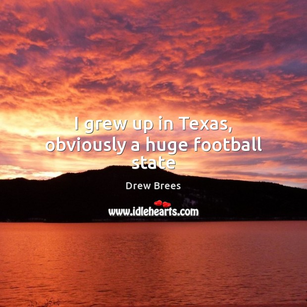 I grew up in Texas, obviously a huge football state Drew Brees Picture Quote