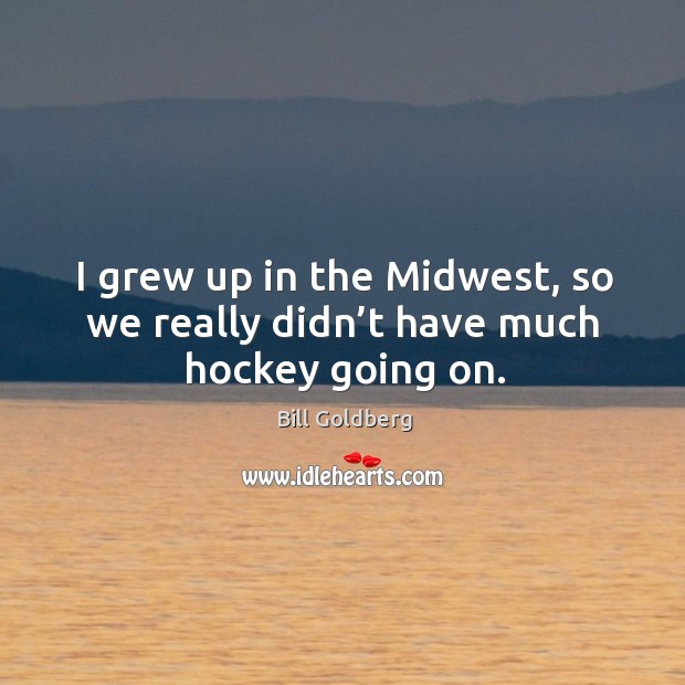 I grew up in the midwest, so we really didn’t have much hockey going on. Bill Goldberg Picture Quote