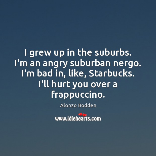 I grew up in the suburbs. I’m an angry suburban nergo. I’m Alonzo Bodden Picture Quote
