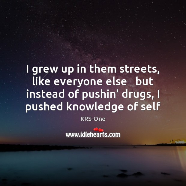 I grew up in them streets, like everyone else   but instead of KRS-One Picture Quote