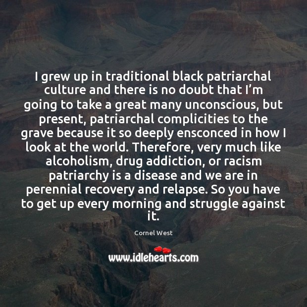 I grew up in traditional black patriarchal culture and there is no Cornel West Picture Quote