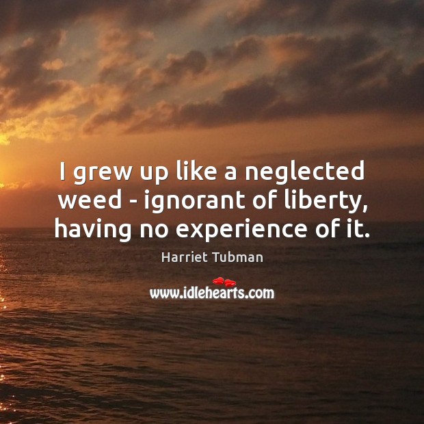 I grew up like a neglected weed – ignorant of liberty, having no experience of it. Image