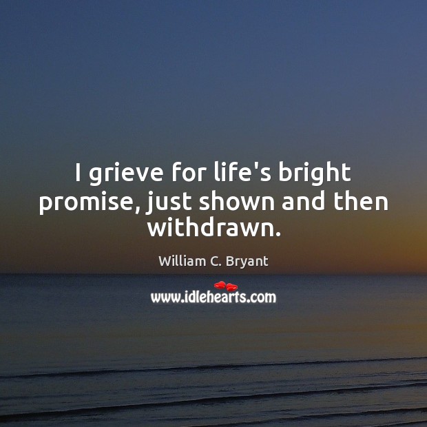I grieve for life’s bright promise, just shown and then withdrawn. Promise Quotes Image