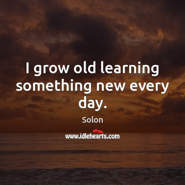 I grow old learning something new every day. Solon Picture Quote